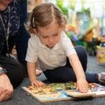 A nursery student at Rookwood School, a private day nursery in Hampshire.