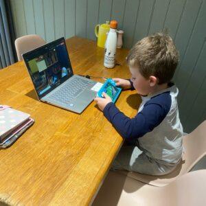 Working from home. Infants school, Rookwood, Hampshire.
