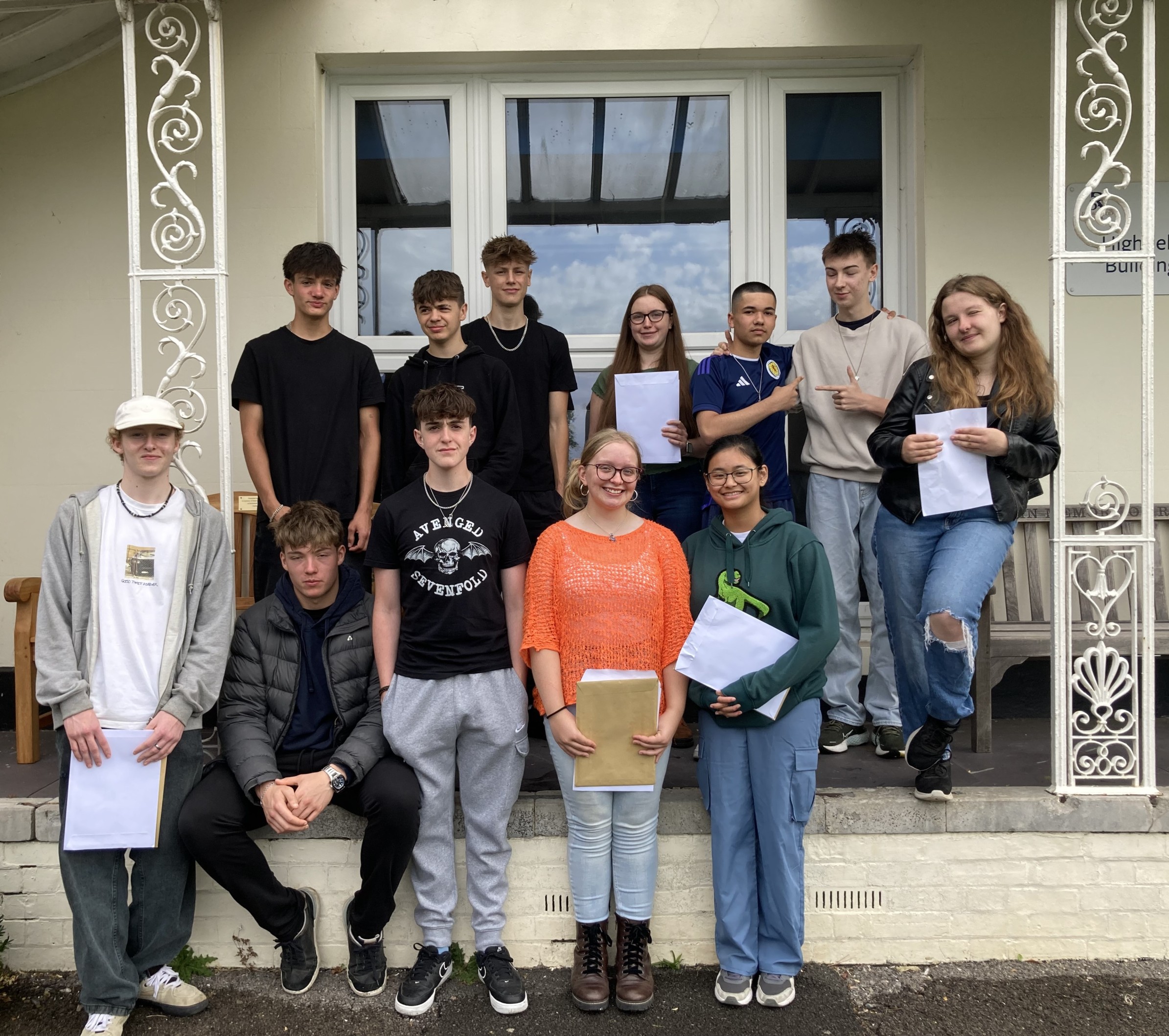 Students collecting GCSE results at Rookwood School