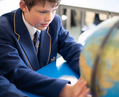 A Rookwood prep school student in a geography lesson.