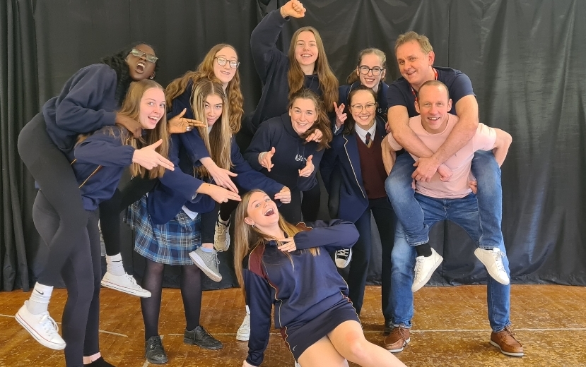 Pupils and actors involved in the Stage-ed drama workshop at Rookwood School