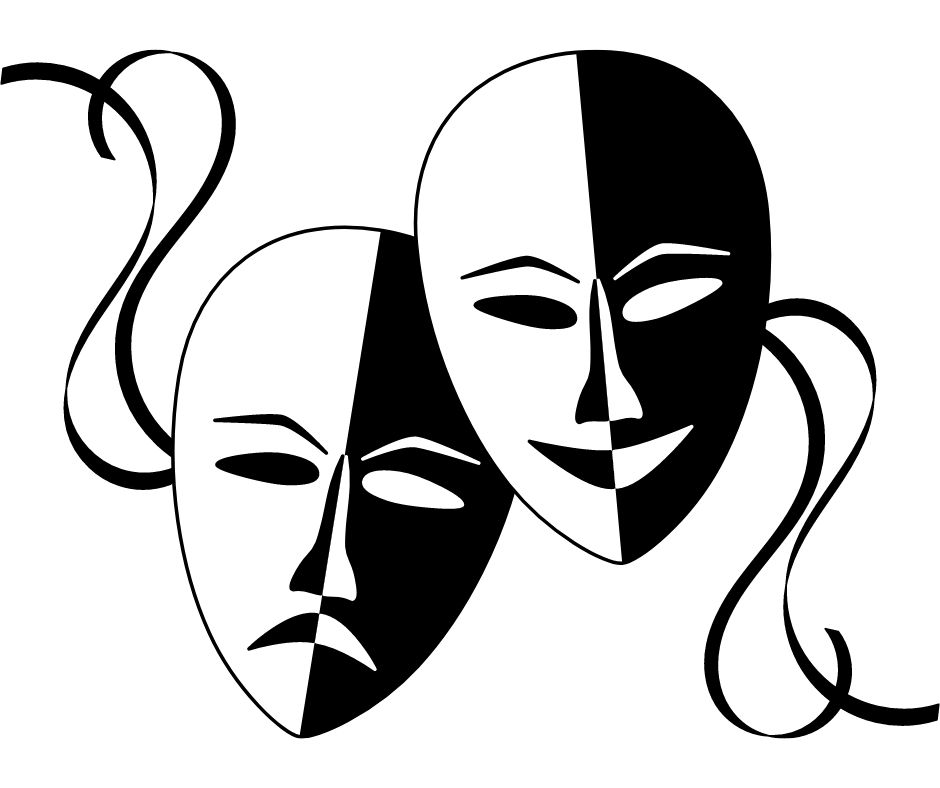Black and white drama masks